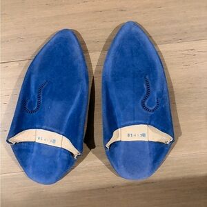 Moroccan Babouche Blue Suede  size 8-9